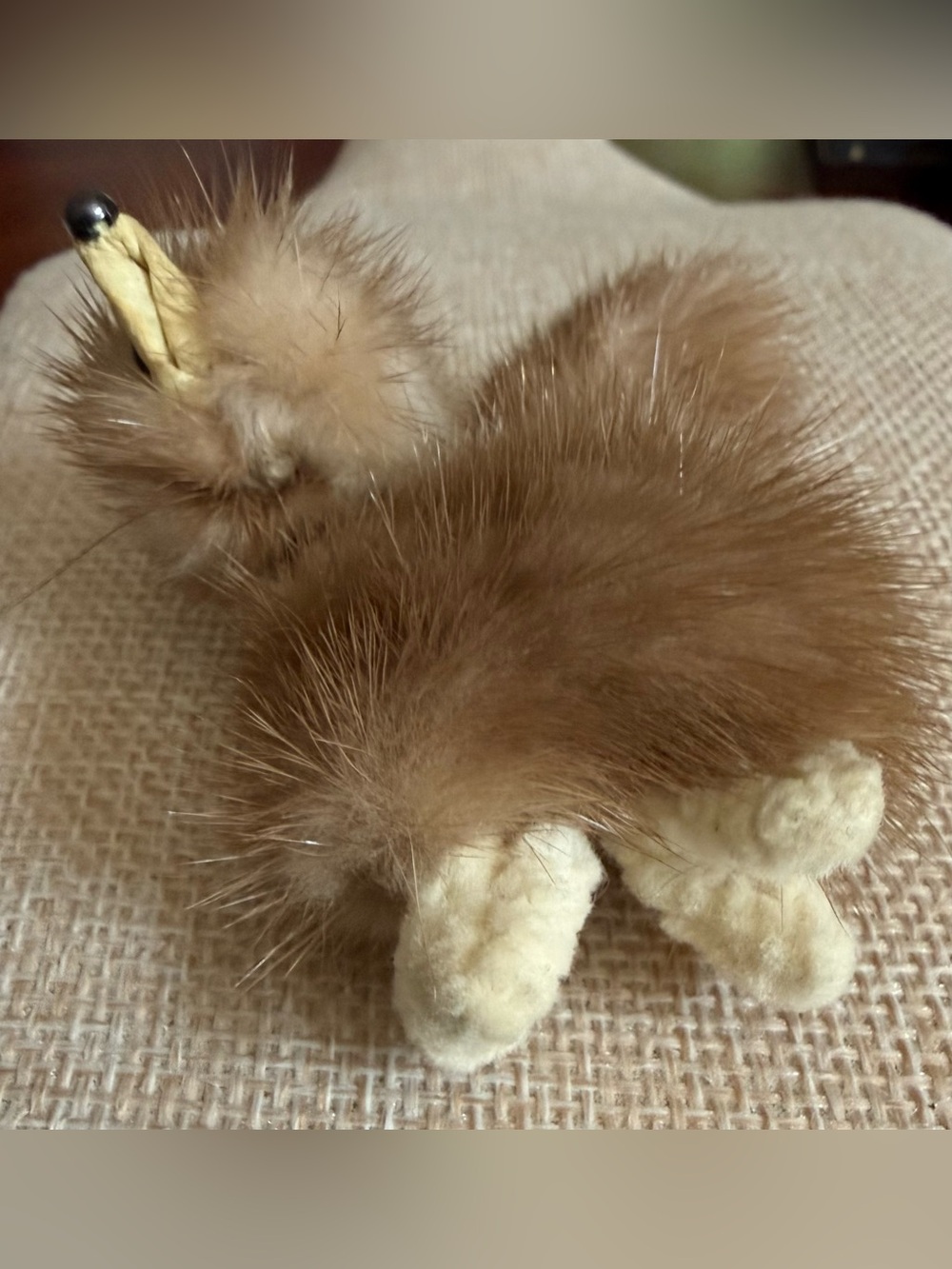 Mink Fur Fox Brooch Vintage Tan Brown - Picture 9 of 10